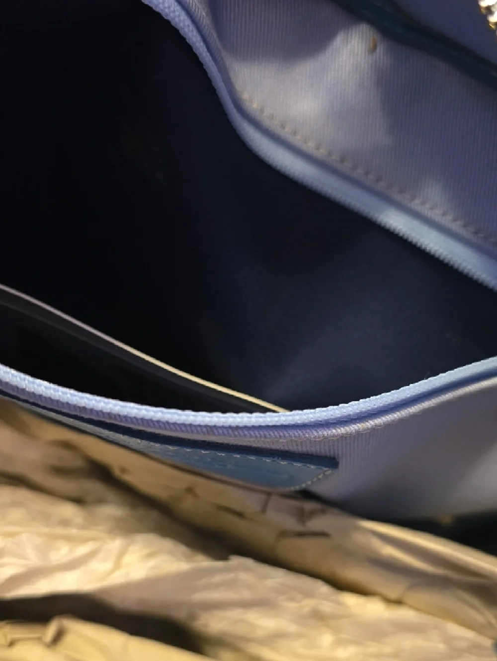 NWT Coach Twill Garden Tote with Light Blue Trim and Cream Handles‎